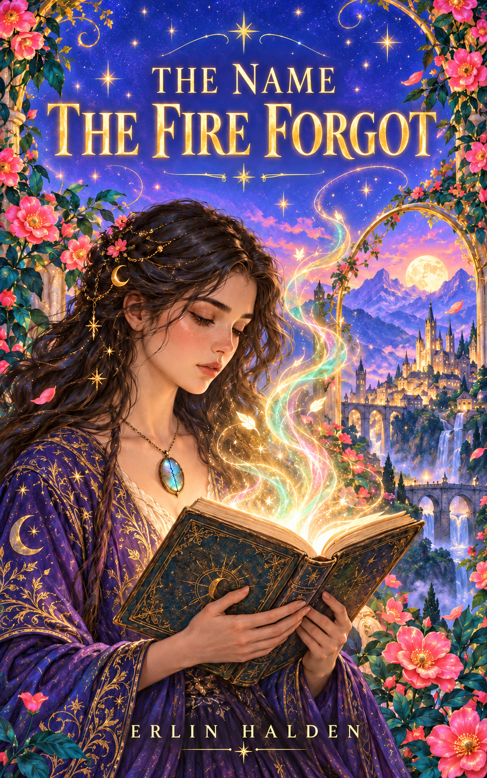 Book cover of THE NAME THE FIRE FORGOT by Elin Halden